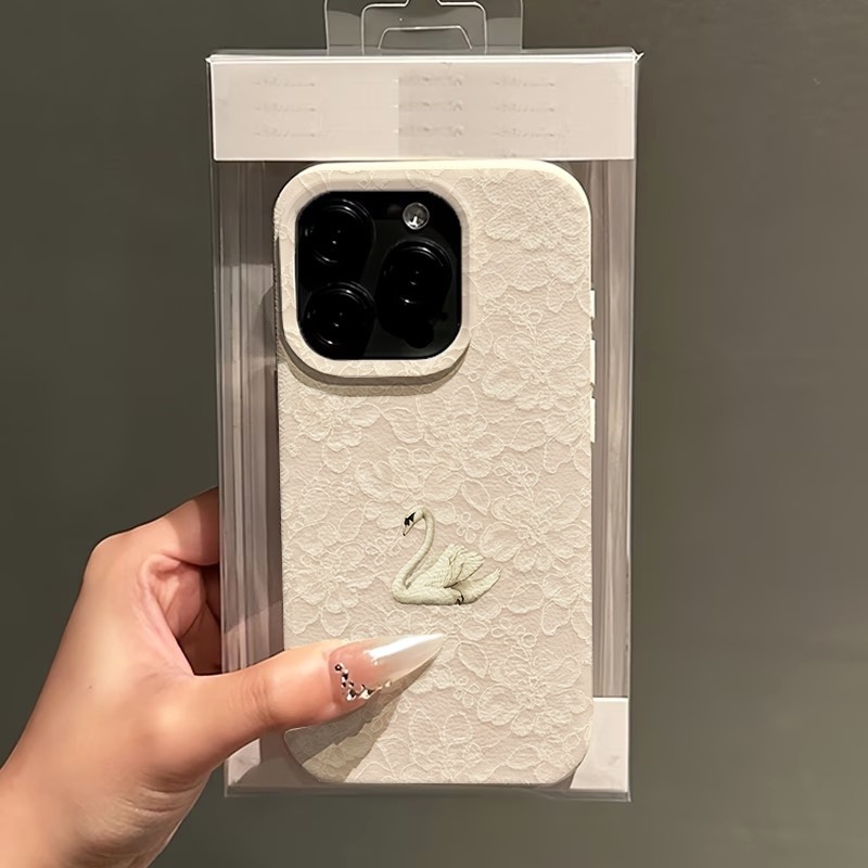 Lace Swan Pattern Lychee Textu - Phone Cases Iphone 13 ulasan dan harga
