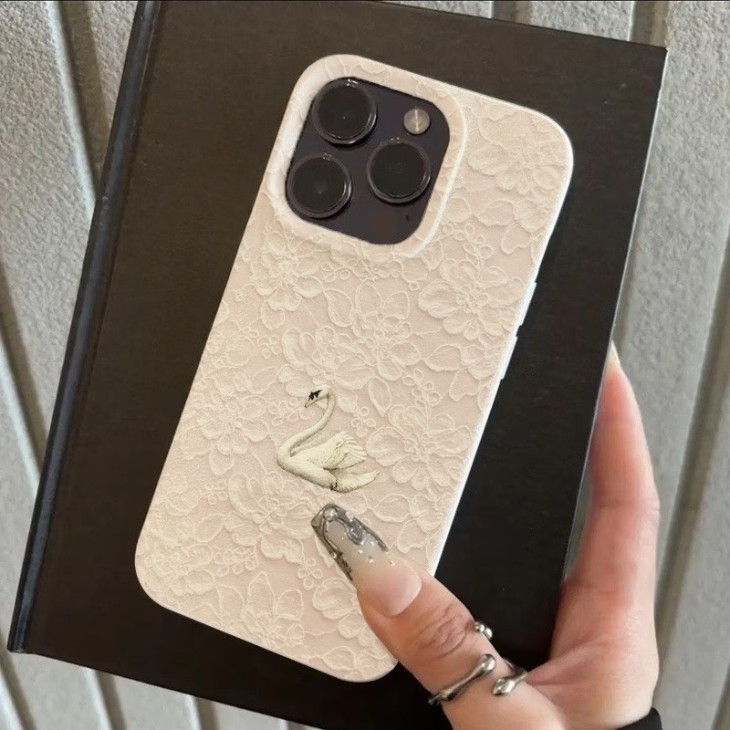 Lace Swan Pattern Lychee Textu - Phone Cases Iphone 13 ulasan dan harga